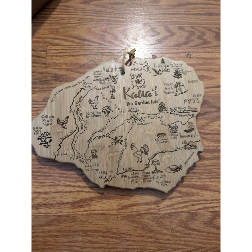 Totally Bamboo Destination Kaua'i Hawaii Shaped Wood Cheese Cutting Board